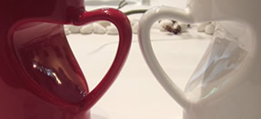 cups with heart shape handle