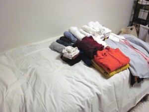 tops pile after KonMari sorting