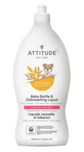 ATTITUDE Sensitive Skin, Hypoallergenic Baby Bottle & Dishwashing Liquid, Fragrance Free