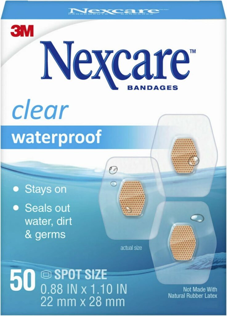 Nexcare Waterproof Clear Bandages, Covers And Protects, 360 Degree Seal Around The Pad Offers Protection Against Water, Dirt, And Germs, 0.88 x 1.1 in, 50 Count(Pack of 3) title=